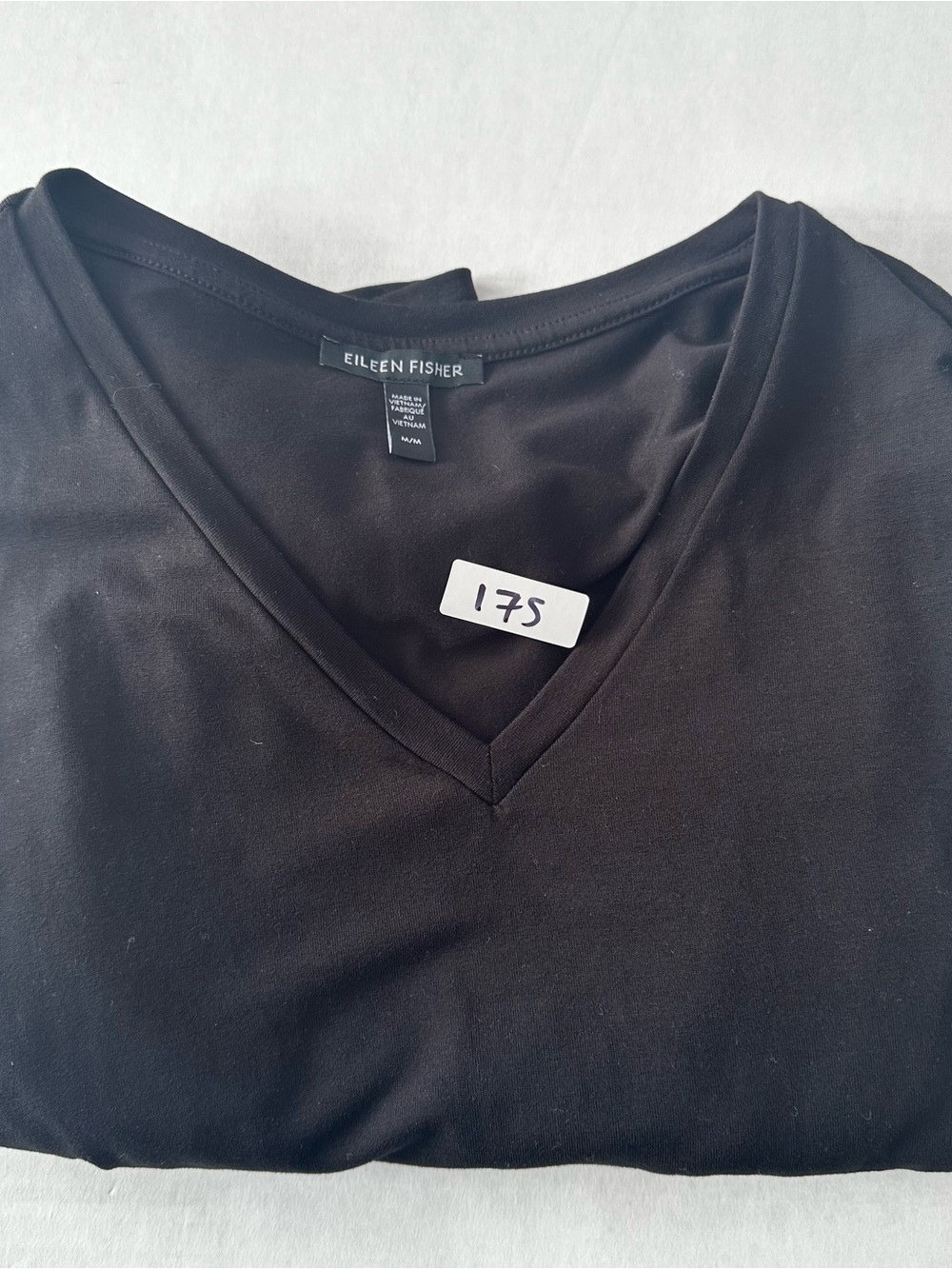 Eileen Fisher Fine Tencel Lyocell Jersey V-Neck Shift Dress Black Long Sleeve M - Picture 7 of 7